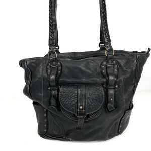 All Saints Spitalfields Rana Black Leather Tote